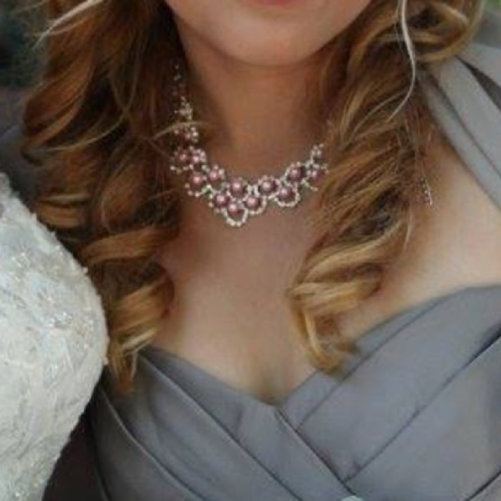 3 sets of Pink pearl and rhinestone  necklaces